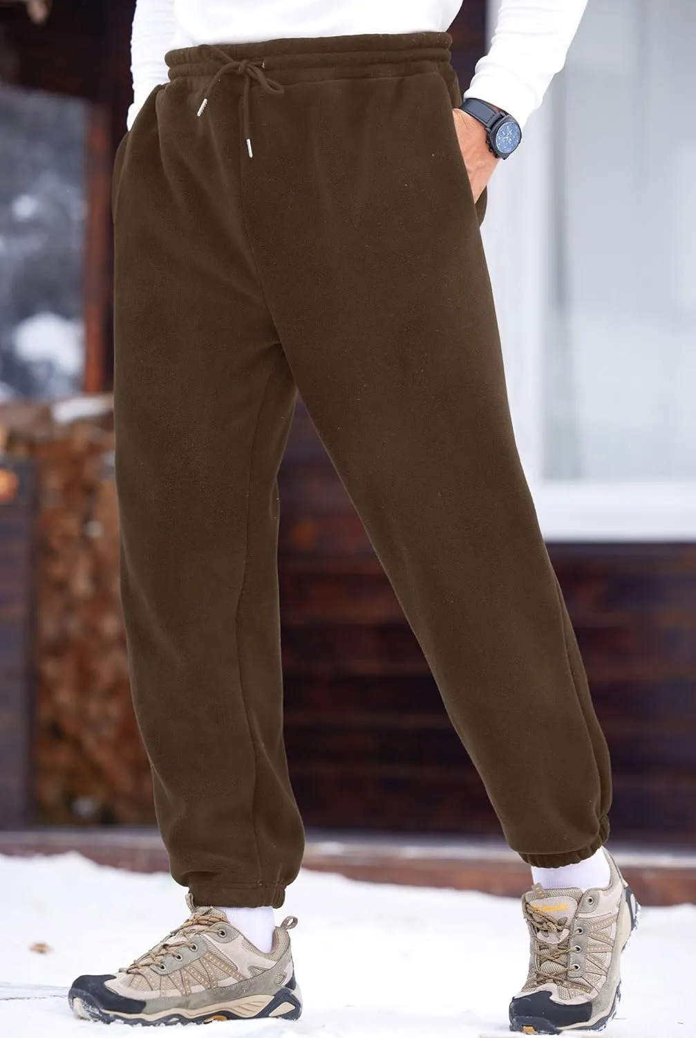 Men's Fleece Lined Sherpa Sweatpants Active Running Joggers with Pockets (S-2XL)