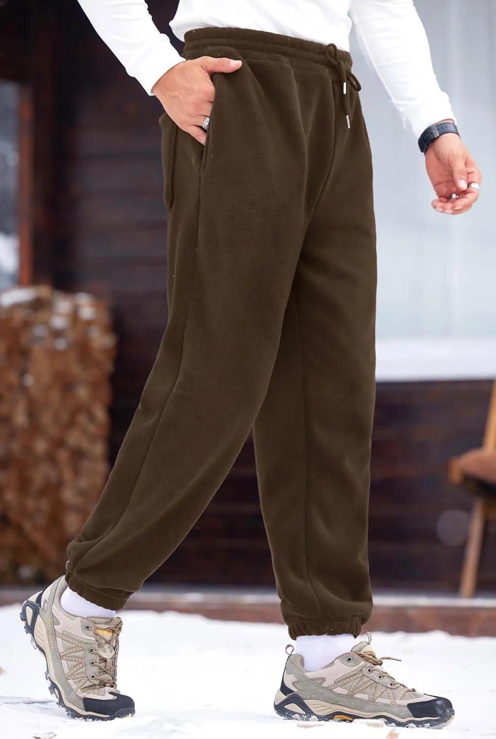 Men's Fleece Lined Sherpa Sweatpants Active Running Joggers with Pockets (S-2XL)