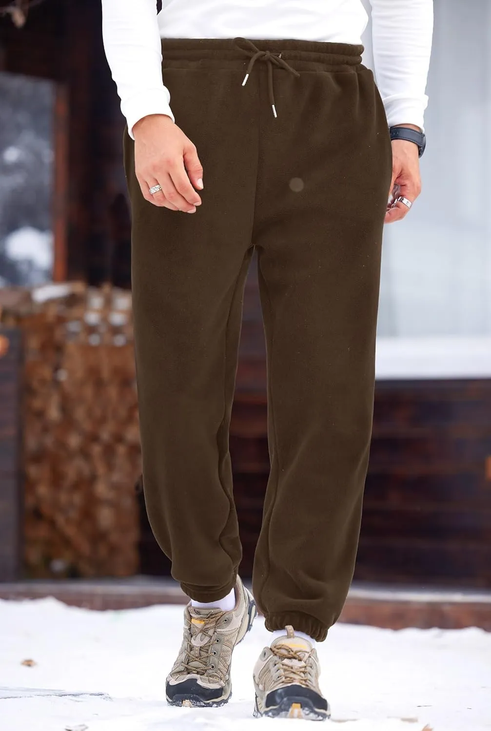 Men's Fleece Lined Sherpa Sweatpants Active Running Joggers with Pockets (S-2XL)
