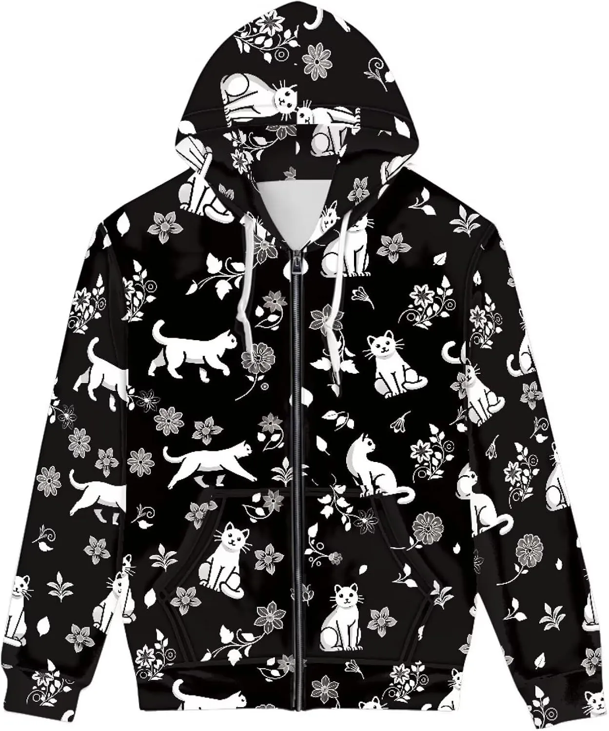 Mens Full Zip Hoodie Casual Loose Fit Long Sleeve Hooded Sweatshirt With Pocket