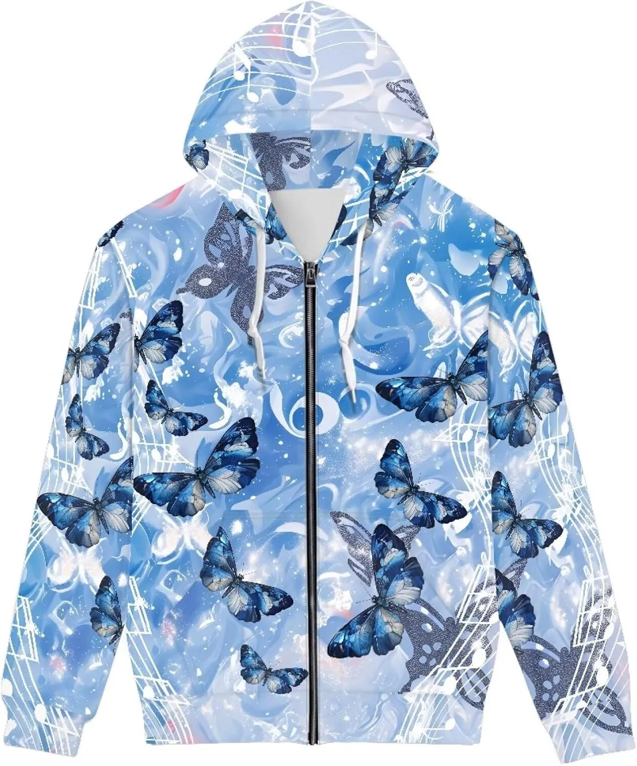 Mens Full Zip Hoodie Casual Loose Fit Long Sleeve Hooded Sweatshirt With Pocket
