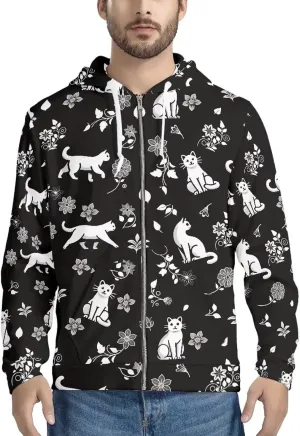 Mens Full Zip Hoodie Casual Loose Fit Long Sleeve Hooded Sweatshirt With Pocket