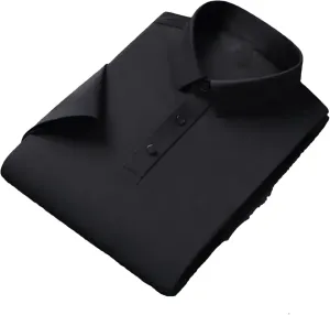 Men's Ice Silk Polo Shirt Short Sleeve Wrinkle-Resistant Non-Iron Men's Business Loose T-Shirt Top