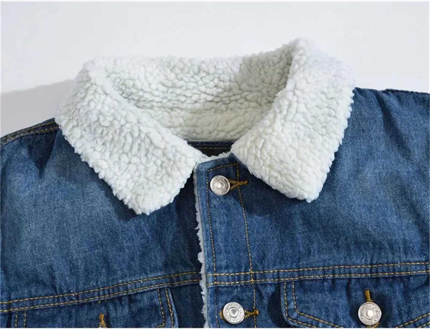 Men's Trucker Denim Jacket Fur Lining Winter Vintage Warm Coat Cold Weather Outerwear Large Size