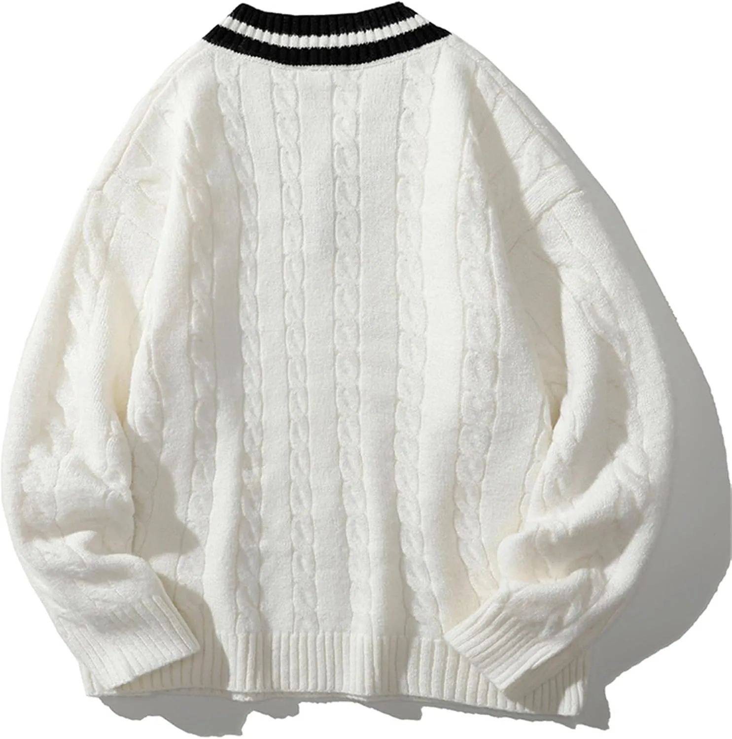 Men's V-Neck Sweater Autumn and Winter Solid Color Long-Sleeved Sweater Mens Sweaters Warm Jumper
