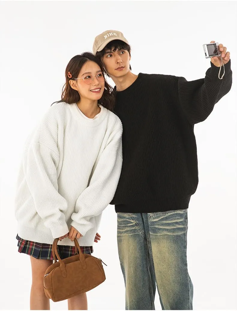 Men's Vintage Grandpa Aesthetic Sweaters Crewneck Knitted Sweatshirt Pullovers Y2K Grunge Clothing Korean Streetwear