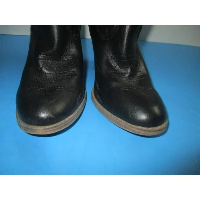 Mia Black And Cream Girl Laurene Taupe Lizard Motif Pull On Cowboy Bootsbooties Size Us
