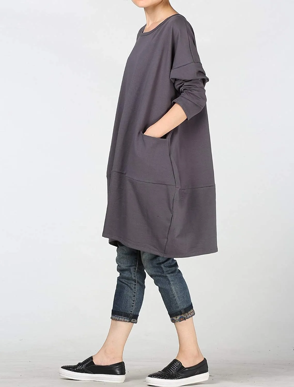 Minibee Women's Crewneck Oversized Sweatshirt Casual Loose Sweatshirts Long Sleeve Pullover Tunic Tops with Pocket