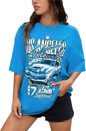 MISSACTIVER Womens Oversized Graphic Print T-Shirt Cartoon Drop Shoulder Short Sleeve Casual Graphics Tee Shirt