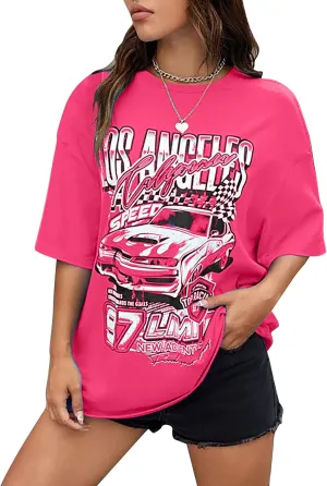 MISSACTIVER Womens Oversized Graphic Print T-Shirt Cartoon Drop Shoulder Short Sleeve Casual Graphics Tee Shirt