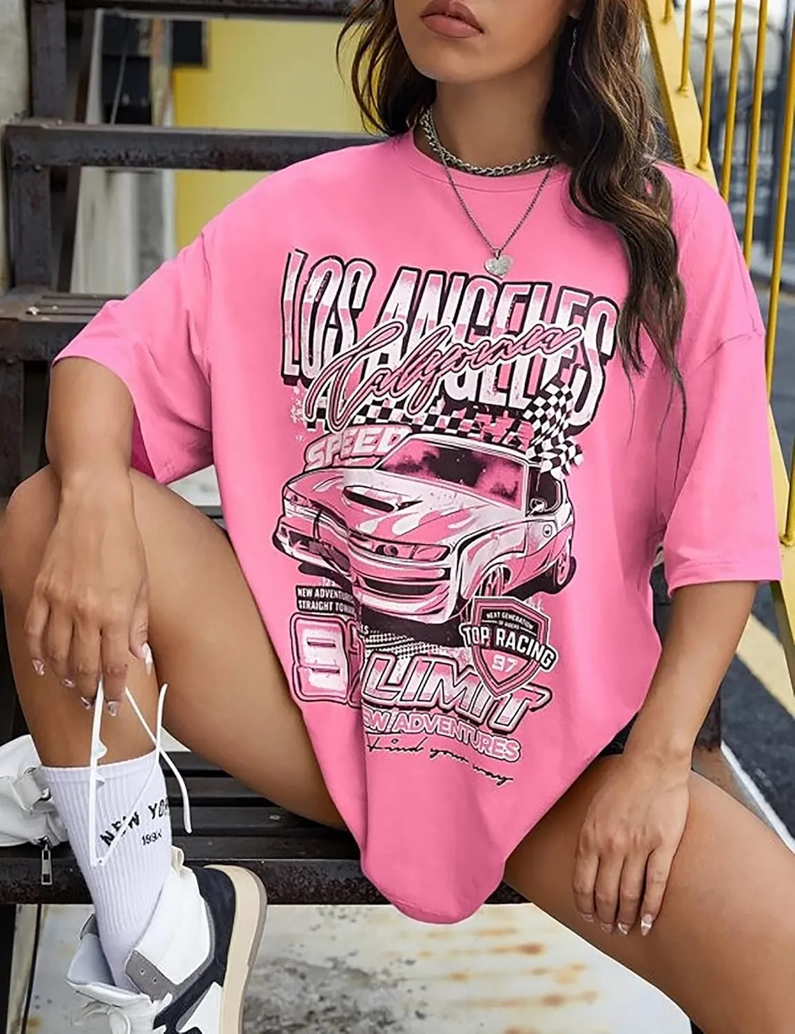 MISSACTIVER Women’s Oversized Graphic Print T-Shirt Cartoon Drop Shoulder Short Sleeve Casual Graphics Tee Shirt