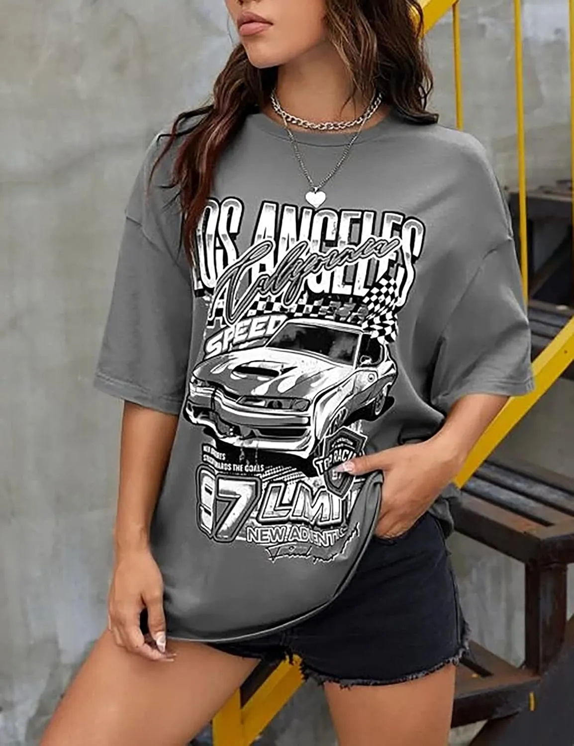 MISSACTIVER Women’s Oversized Graphic Print T-Shirt Cartoon Drop Shoulder Short Sleeve Casual Graphics Tee Shirt