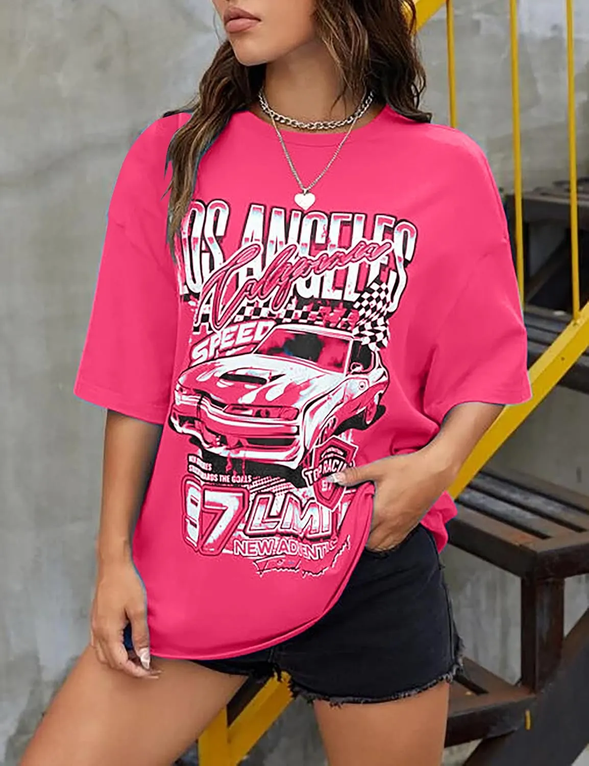 MISSACTIVER Womens Oversized Graphic Print T-Shirt Cartoon Drop Shoulder Short Sleeve Casual Graphics Tee Shirt