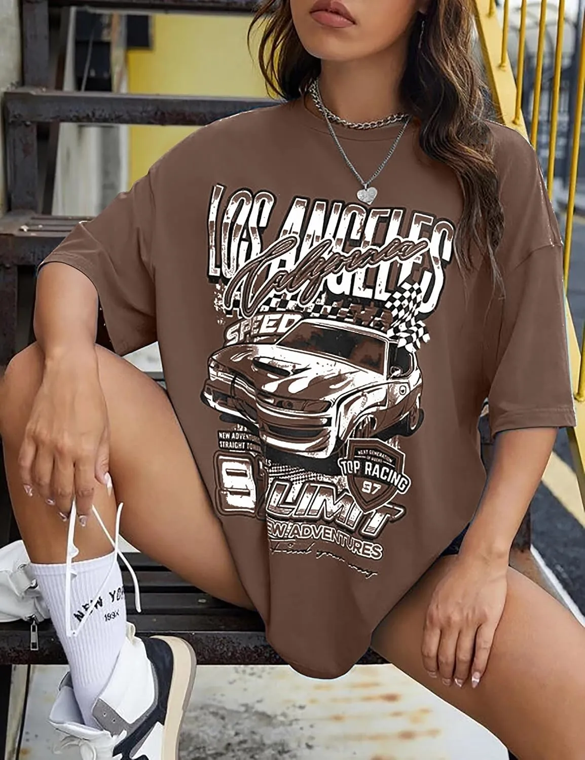 MISSACTIVER Womens Oversized Graphic Print T-Shirt Cartoon Drop Shoulder Short Sleeve Casual Graphics Tee Shirt