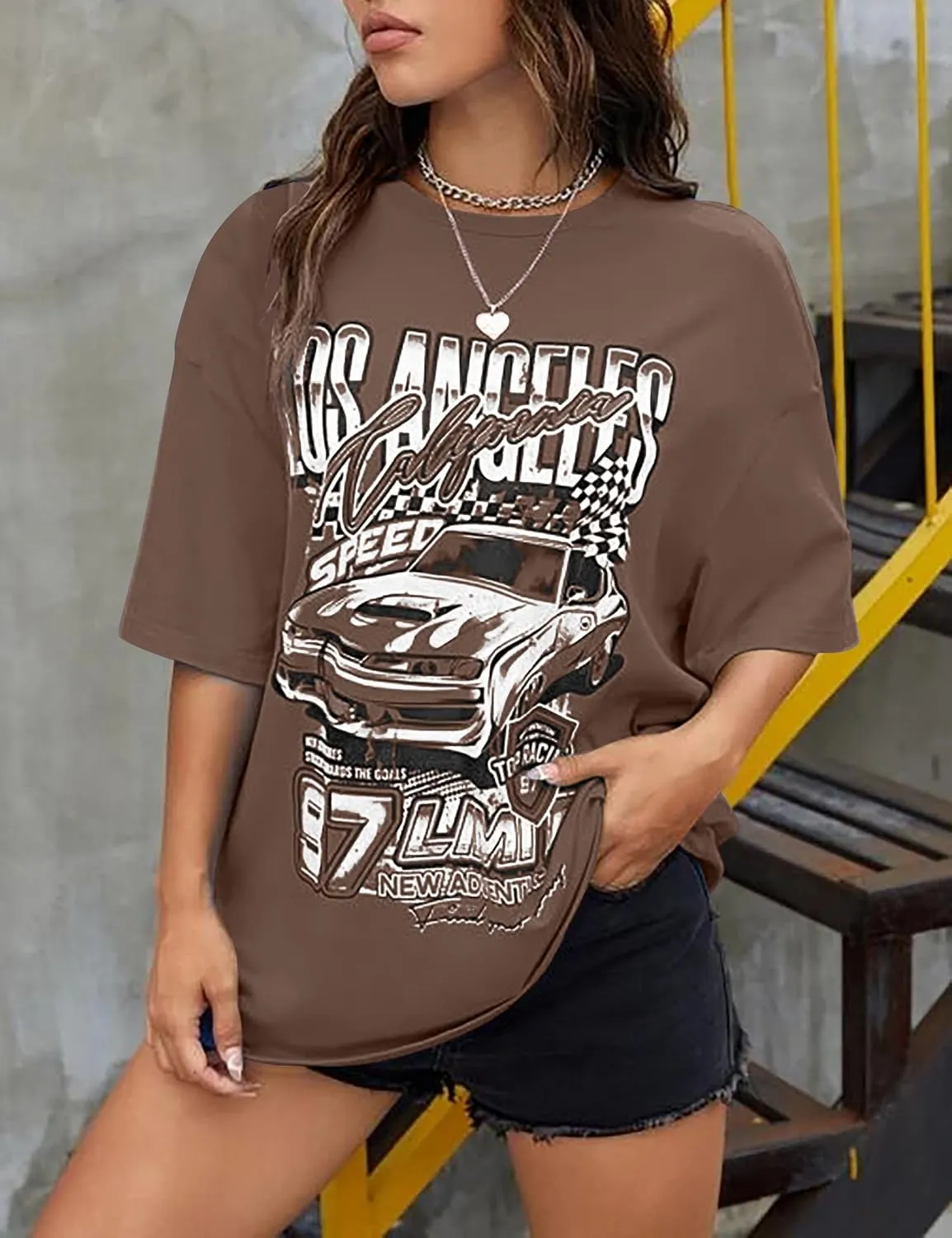 MISSACTIVER Womens Oversized Graphic Print T-Shirt Cartoon Drop Shoulder Short Sleeve Casual Graphics Tee Shirt