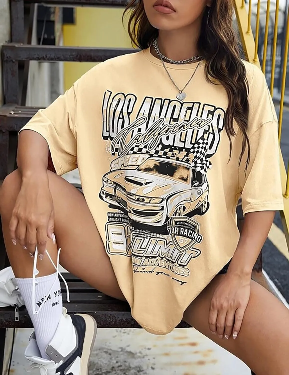 MISSACTIVER Womens Oversized Graphic Print T-Shirt Cartoon Drop Shoulder Short Sleeve Casual Graphics Tee Shirt