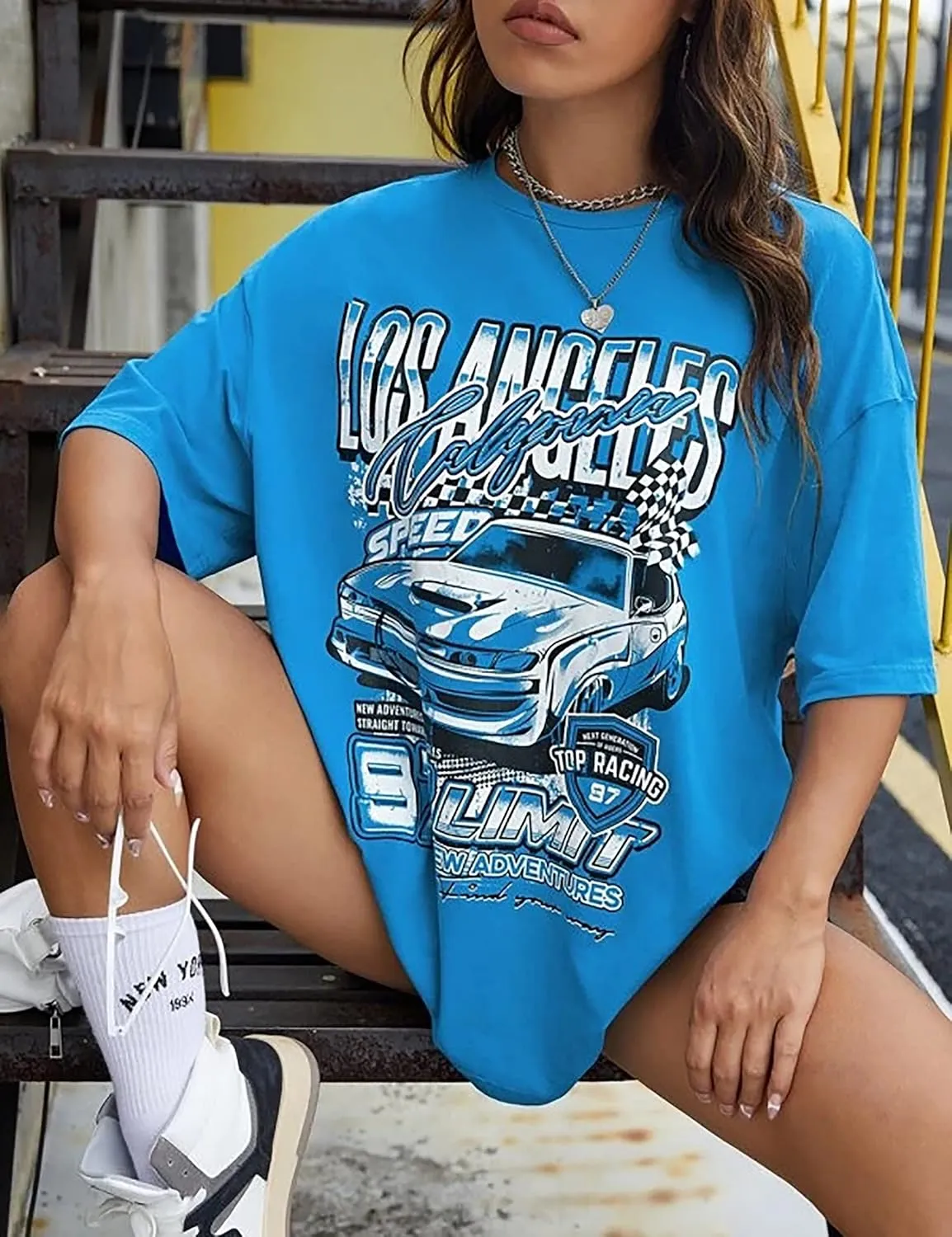 MISSACTIVER Womens Oversized Graphic Print T-Shirt Cartoon Drop Shoulder Short Sleeve Casual Graphics Tee Shirt