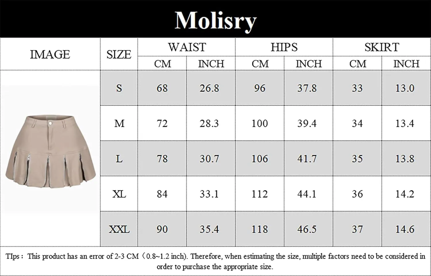 Molisry Women's High Waisted Pleated Skirt Multiple Zipper A-Line Trendy Cargo Mini Skirt Y2K Streetwear