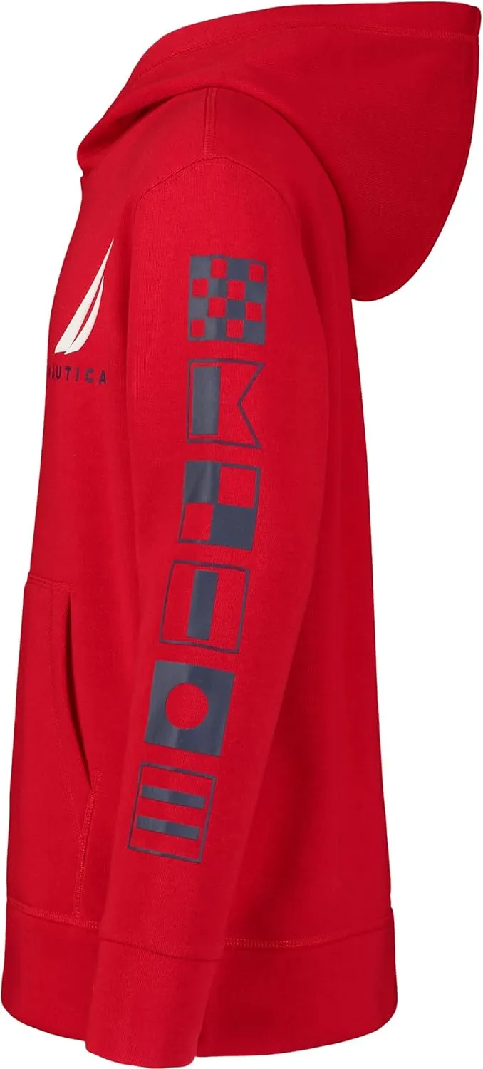 Nautica Boys' Long Sleeve Fleece Pullover Hoodie, Comfortable, Relaxed Fit