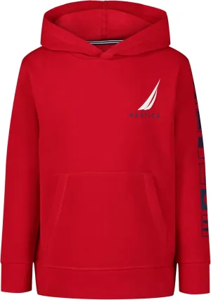 Nautica Boys' Long Sleeve Fleece Pullover Hoodie, Comfortable, Relaxed Fit