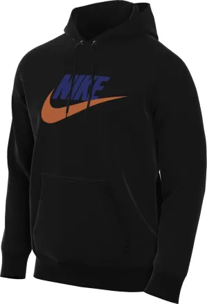 Nike Club Fleece Men's Pullover Hoodie (FN3104-010, Black/Black/Safety Orange) Size Large