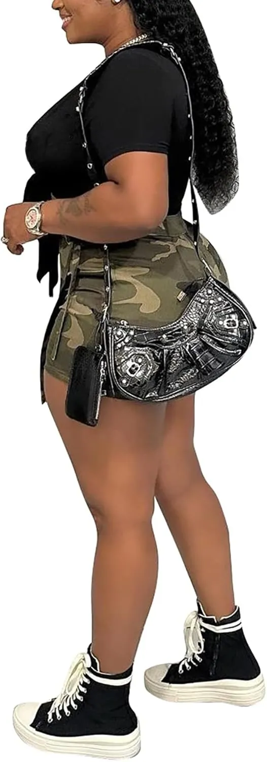 NRTHYE Womens High Waisted Camo Shorts Casual Trendy Short Pants Summer Shorts with Pockets