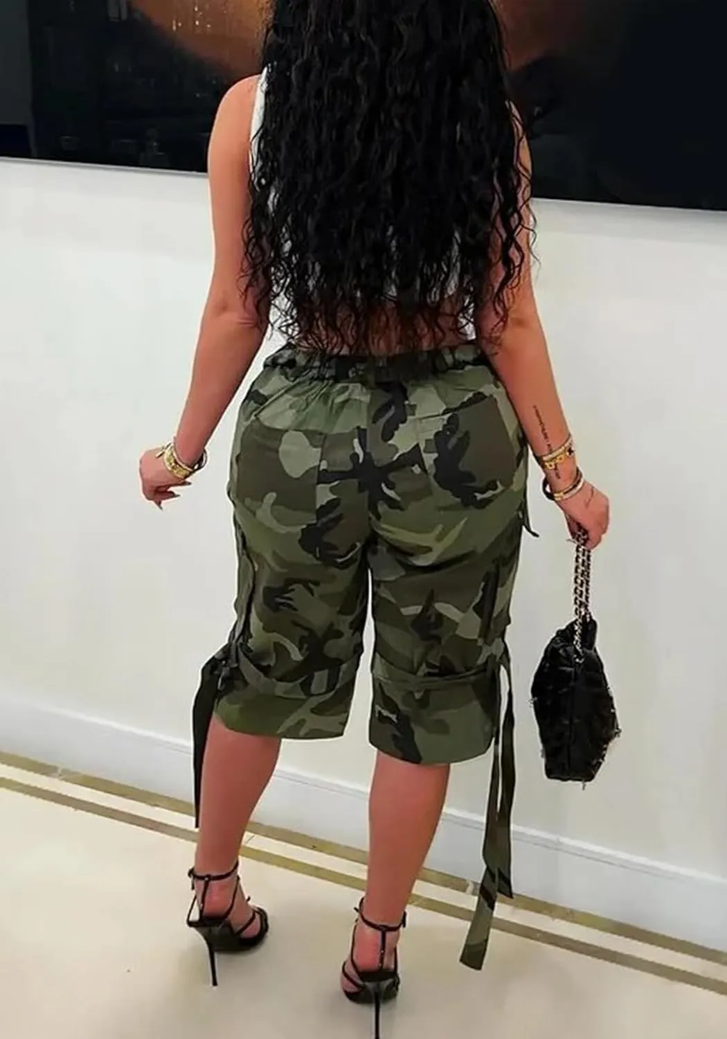 NRTHYE Womens High Waisted Camo Shorts Casual Trendy Short Pants Summer Shorts with Pockets