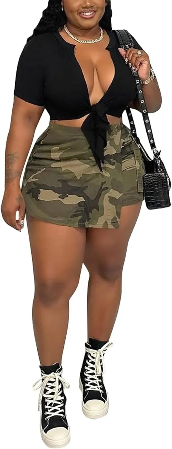 NRTHYE Womens High Waisted Camo Shorts Casual Trendy Short Pants Summer Shorts with Pockets