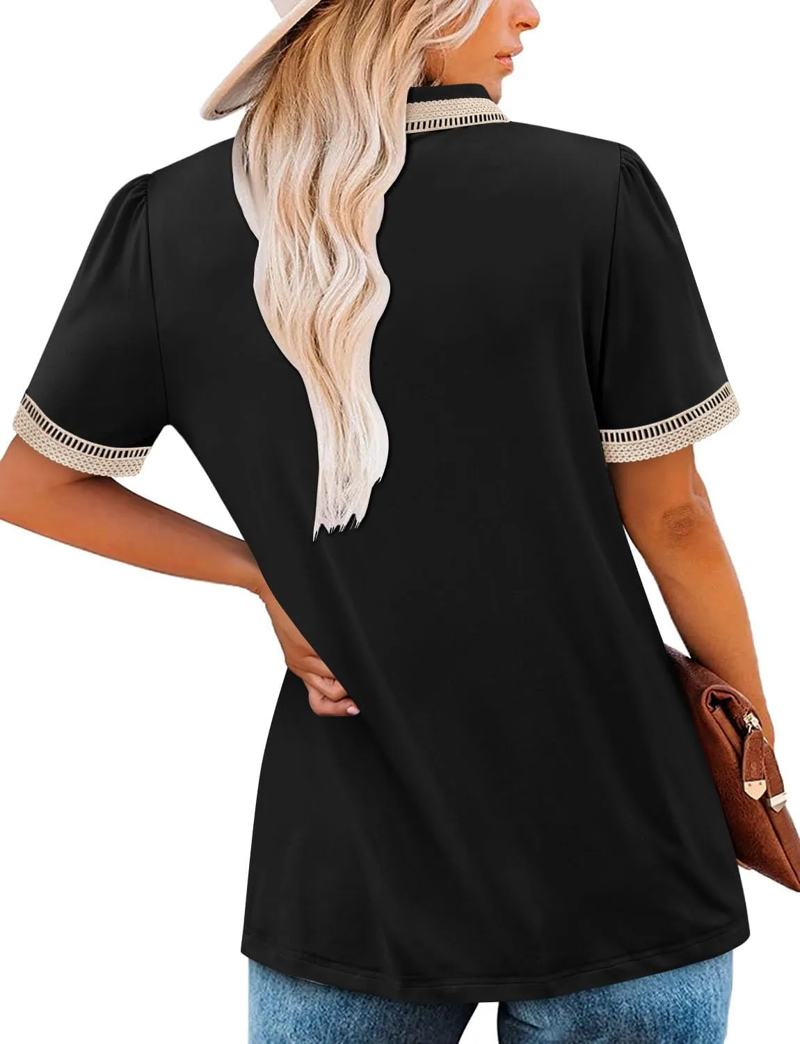 onlypuff Women's Polo Shirts Lapel Collar Short Sleeve Golf Blouse Summer Dressy Casual Tunic Tops