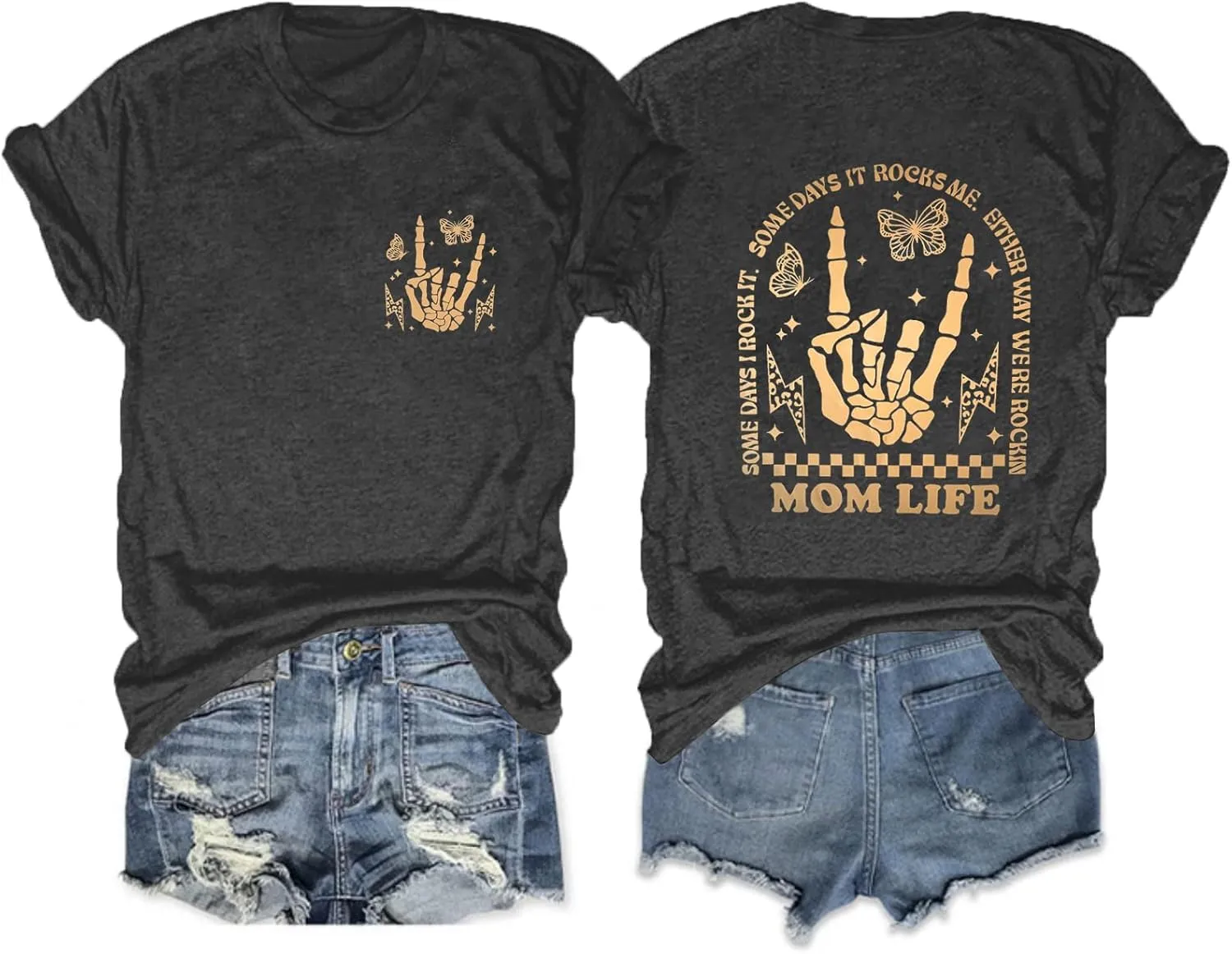 Oversized Mama Shirts for Women Funny Mom Life Graphic Tee Tops Casual Short Sleeve Cool Mommy Rock T-Shirt