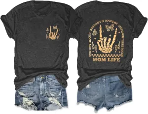 Oversized Mama Shirts for Women Funny Mom Life Graphic Tee Tops Casual Short Sleeve Cool Mommy Rock T-Shirt