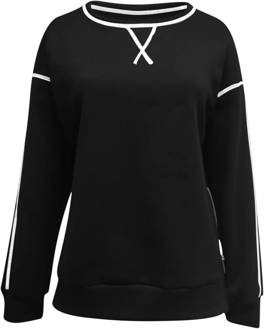 Oversized Sweatshirt for Women Crewneck Side Zipper Tunic Tops Long Sleeve Hoodie Fall Winter Pullover Sweaters