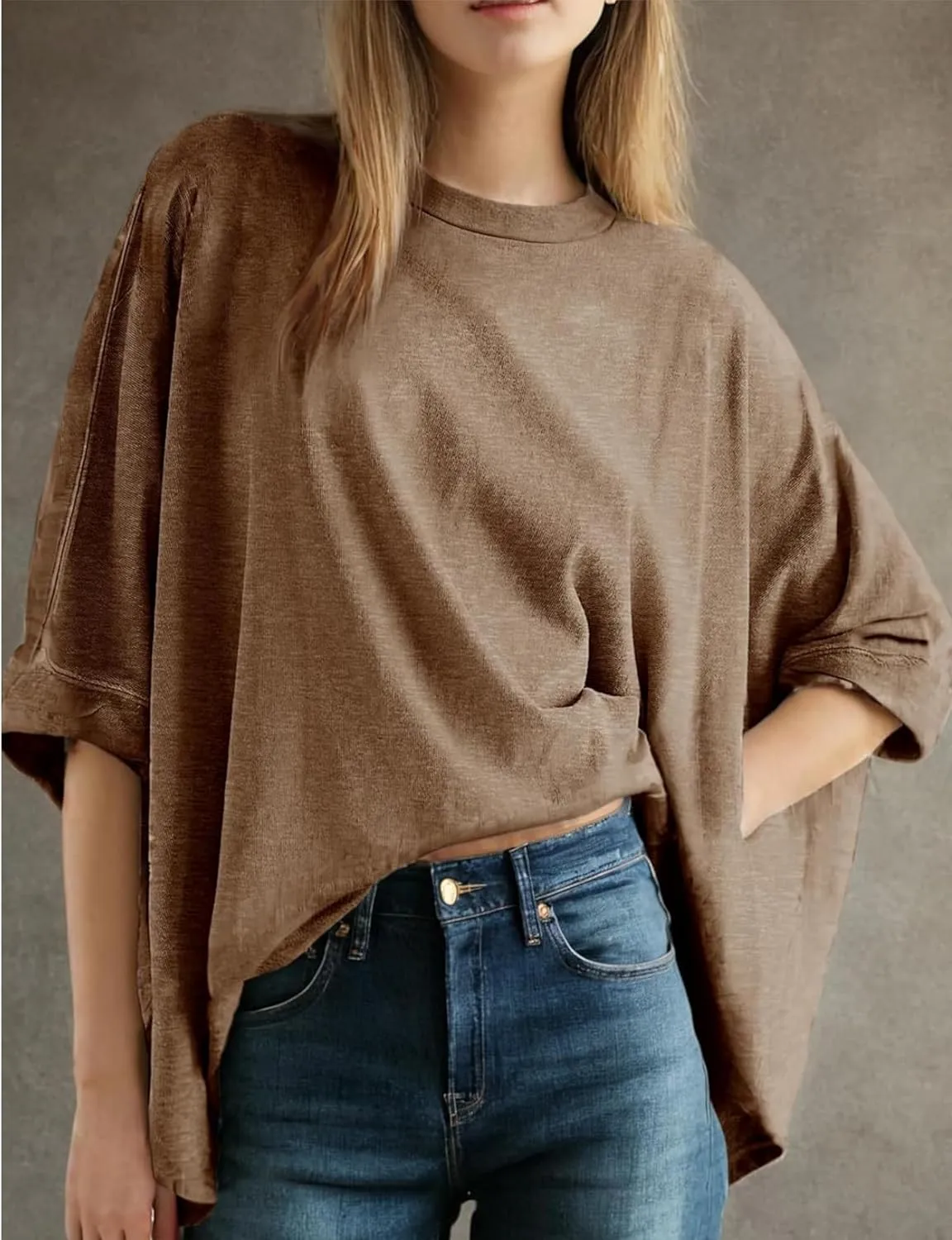 Oversized Tshirts for Women Short Batwing Sleeve Crewneck Summer Tee Tops