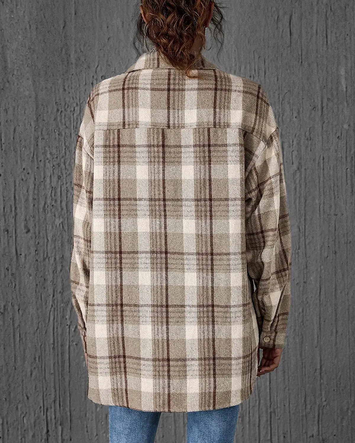 PEHMEA Women's Casual Long Sleeve Plaid Lapel Button Down Shirt Blouse Tops with Pockets