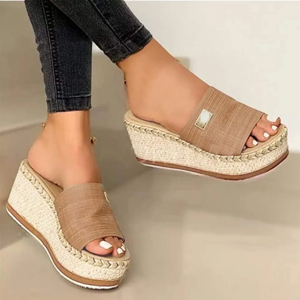Platform Sandals for Women 2025 Casual Sandals Slip on Wedge Summer Comfortable Platform Espadrilles Open Toe Shoes