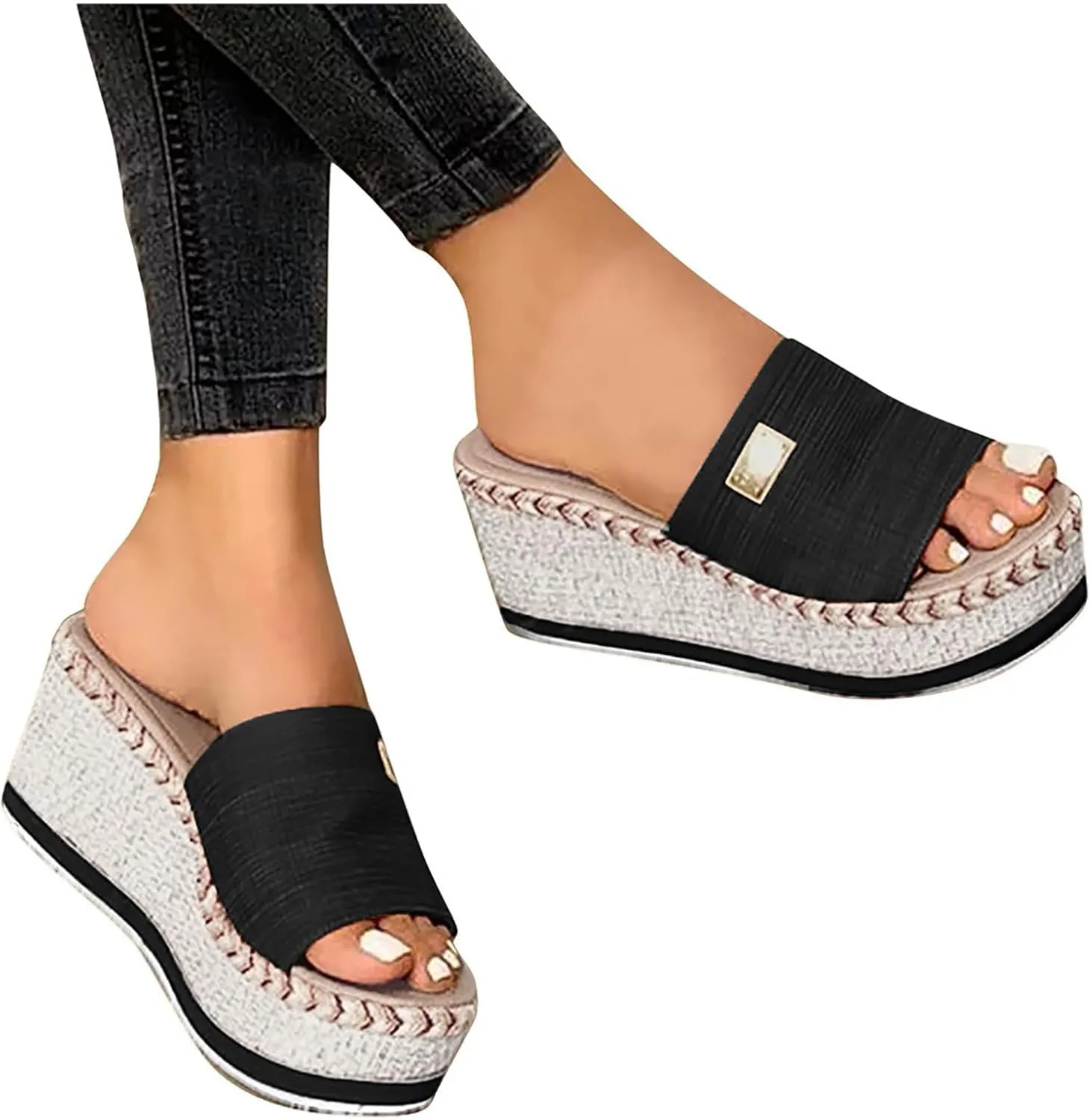 Platform Sandals for Women 2025 Casual Sandals Slip on Wedge Summer Comfortable Platform Espadrilles Open Toe Shoes