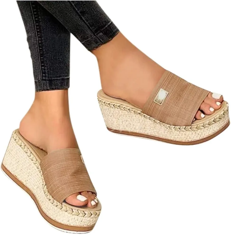 Platform Sandals for Women 2025 Casual Sandals Slip on Wedge Summer Comfortable Platform Espadrilles Open Toe Shoes