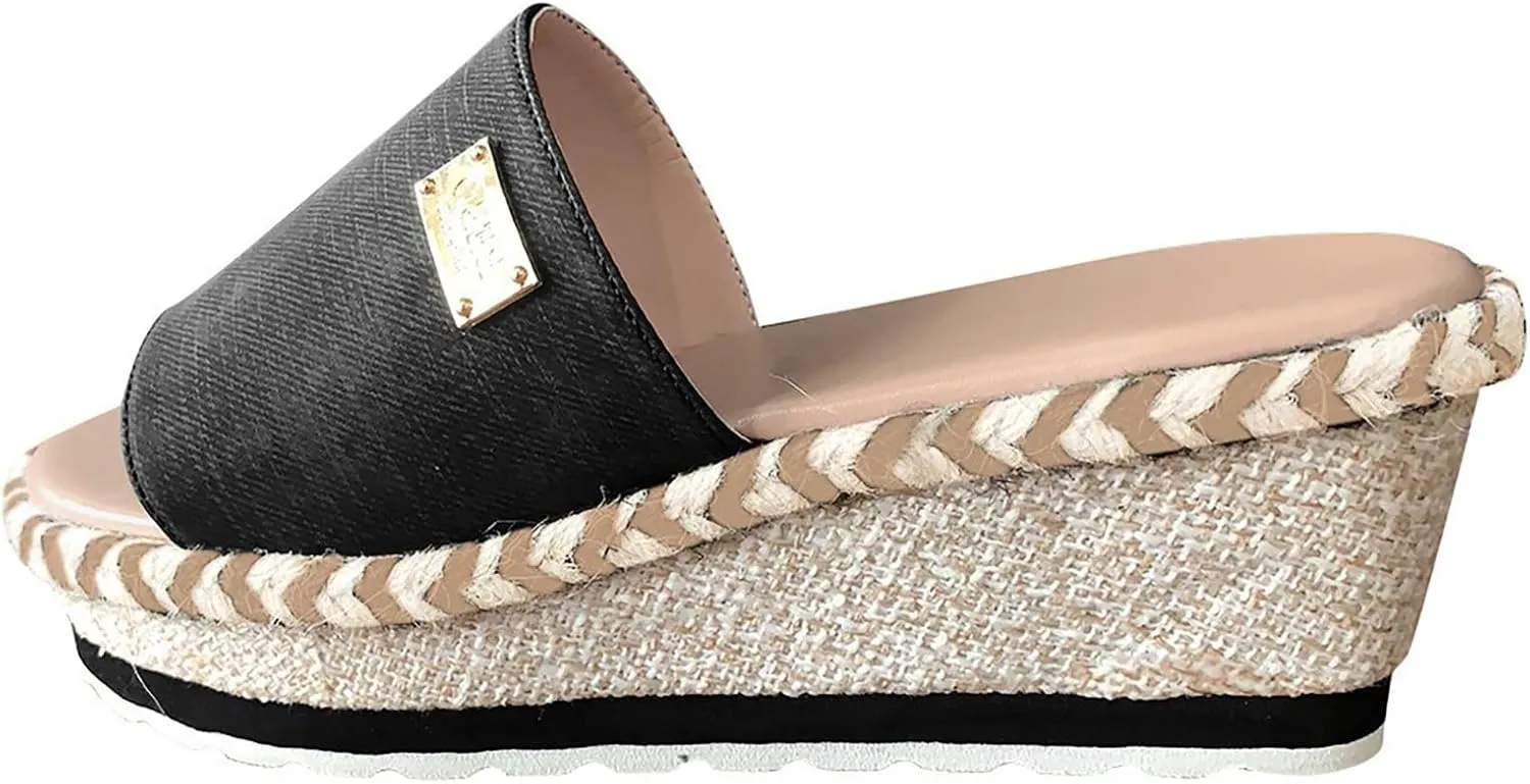Platform Sandals for Women 2025 Casual Sandals Slip on Wedge Summer Comfortable Platform Espadrilles Open Toe Shoes