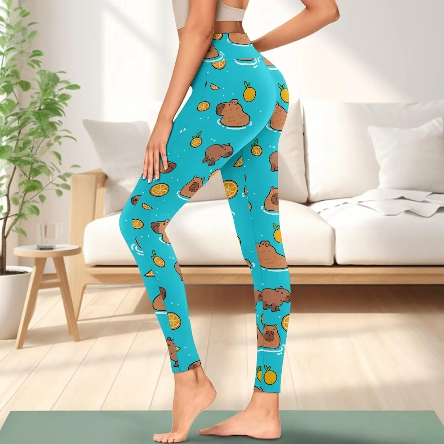 POLERO Womens Leggings Cute Yoga Pants with Pockets Tummy Control Casual High Waist Leggings XS-3XL