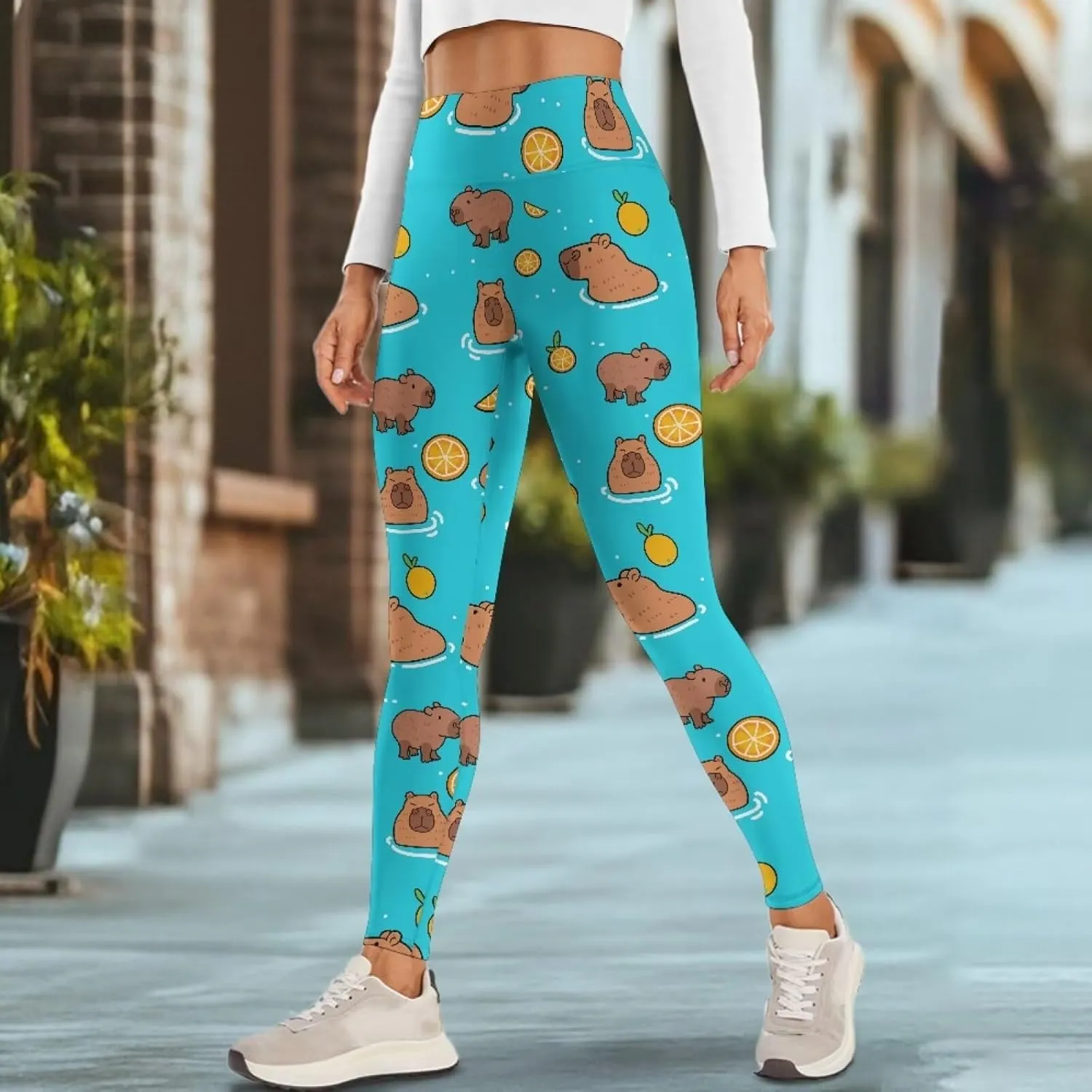 POLERO Womens Leggings Cute Yoga Pants with Pockets Tummy Control Casual High Waist Leggings XS-3XL