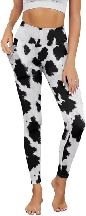 POLERO Womens Leggings Cute Yoga Pants with Pockets Tummy Control Casual High Waist Leggings XS-3XL