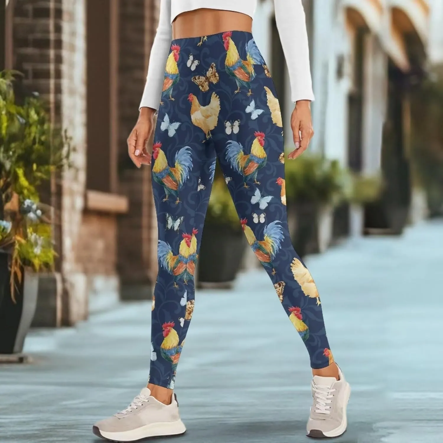 POLERO Womens Leggings Cute Yoga Pants with Pockets Tummy Control Casual High Waist Leggings XS-3XL