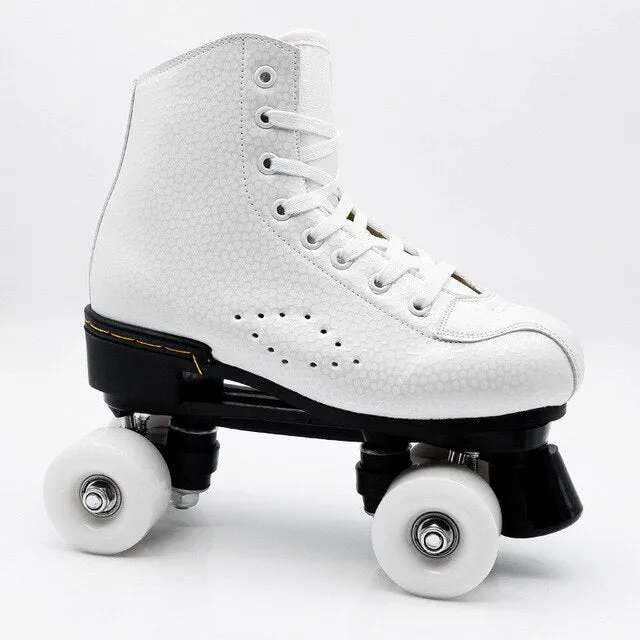 Roller Skates Women Men Adult Two Line Skate Shoes Patines Pu 4 Wheels Leather Double Line Skates Patins