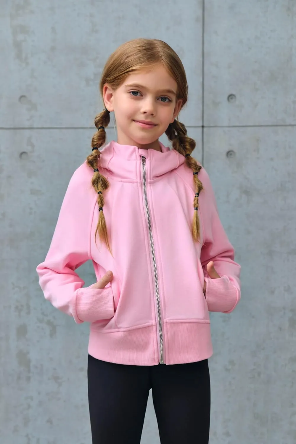 rrhss Girls Zip Up Hoodies Sweatshirts Long Sleeve Thumb Hole Pullover Tops with Pockets 5-14 Years, Runs Small