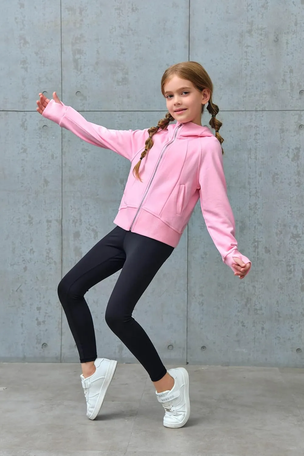rrhss Girls Zip Up Hoodies Sweatshirts Long Sleeve Thumb Hole Pullover Tops with Pockets 5-14 Years, Runs Small