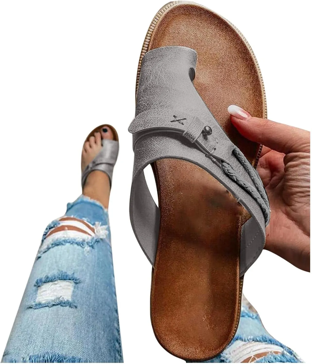 Sandals for Women Orthotic Arch Support Lightweight Yoga Mat Thong Flat Soft Bottom Flip Flops Cushion Open Toe Breathable