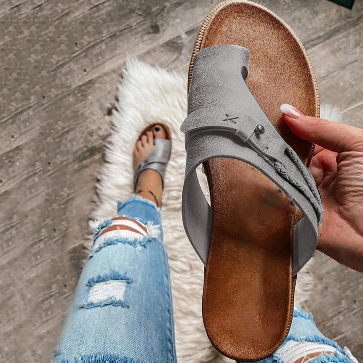 Sandals for Women Orthotic Arch Support Lightweight Yoga Mat Thong Flat Soft Bottom Flip Flops Cushion Open Toe Breathable