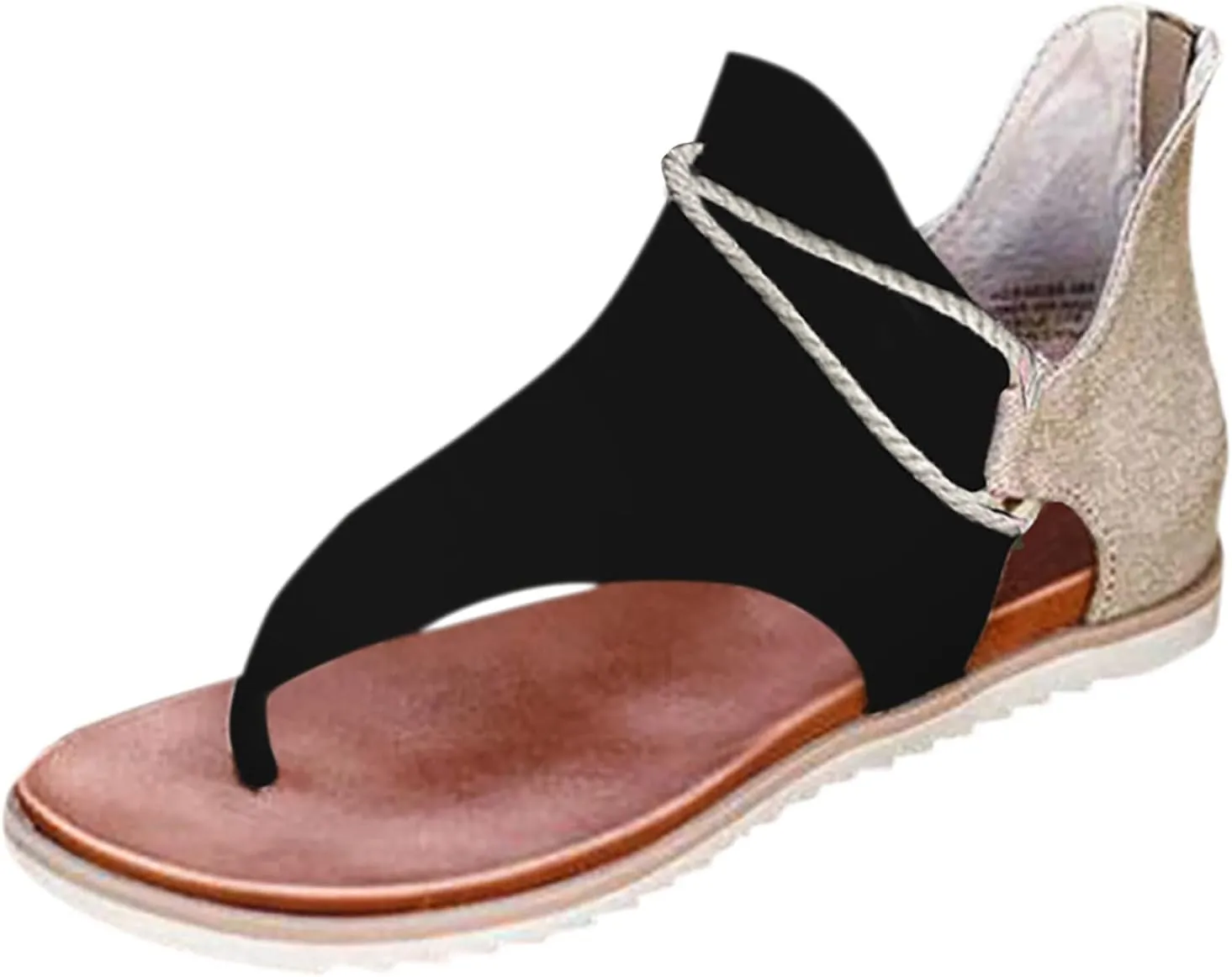 Sandals for Women Platform,Gladiator Sandals Flat Summer Beach Sandals Strappy Lace Up Open Toe Knee High Flat Sandal