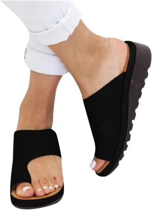 Sandals for Women Wide Width,2020 Comfy Platform Sandal Shoes Comfortable Ladies Shoes Summer Beach Travel Flip Flops Black