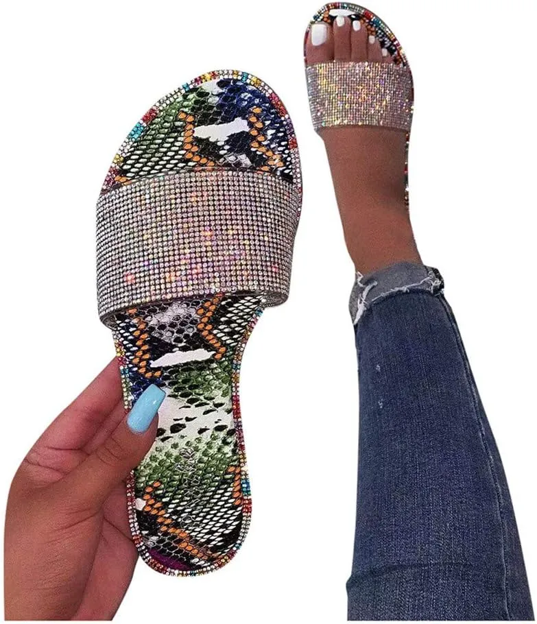 Sandals for Women Wide Width,2020 Fashion Comfy Platform Sandal Comfortable Snakeskin Shoes Summer Beach Travel Flip Flops